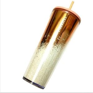 Starbucks Holiday 2019 Mirrored Rose Gold Cascading Snow Globe Venti Tumbler
